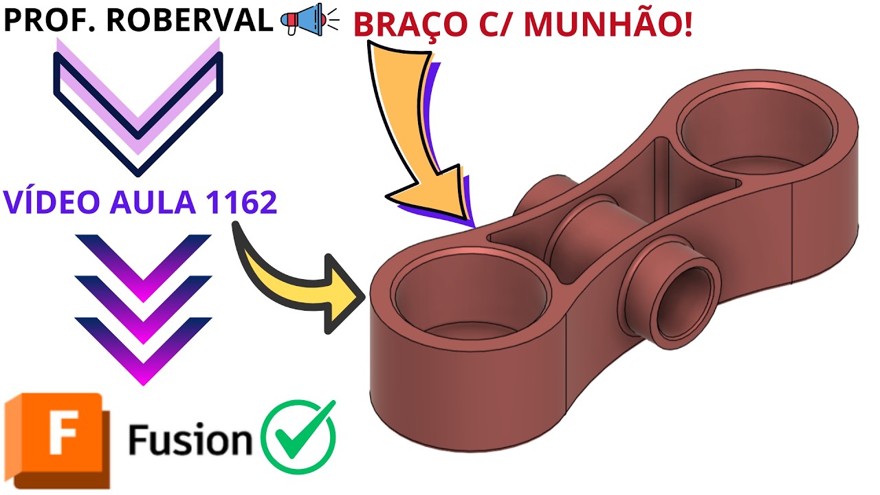 Aula 1162 - Modelamento do Braço com Munhão no Autodesk Fusion