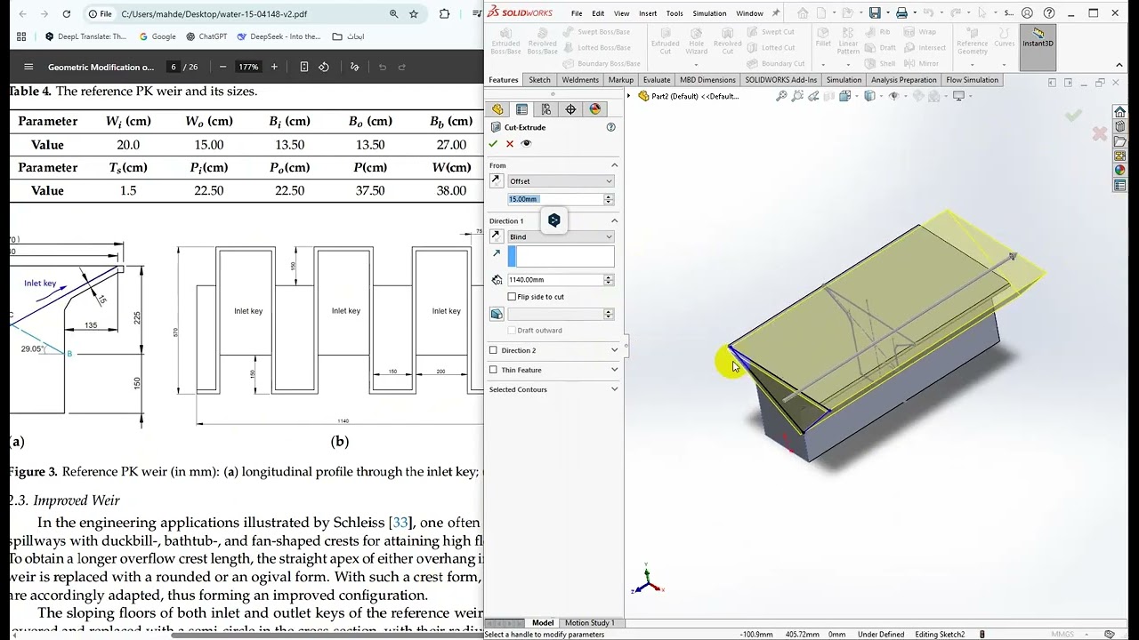 Piano Key Weirs  Solidworks and ANSYS