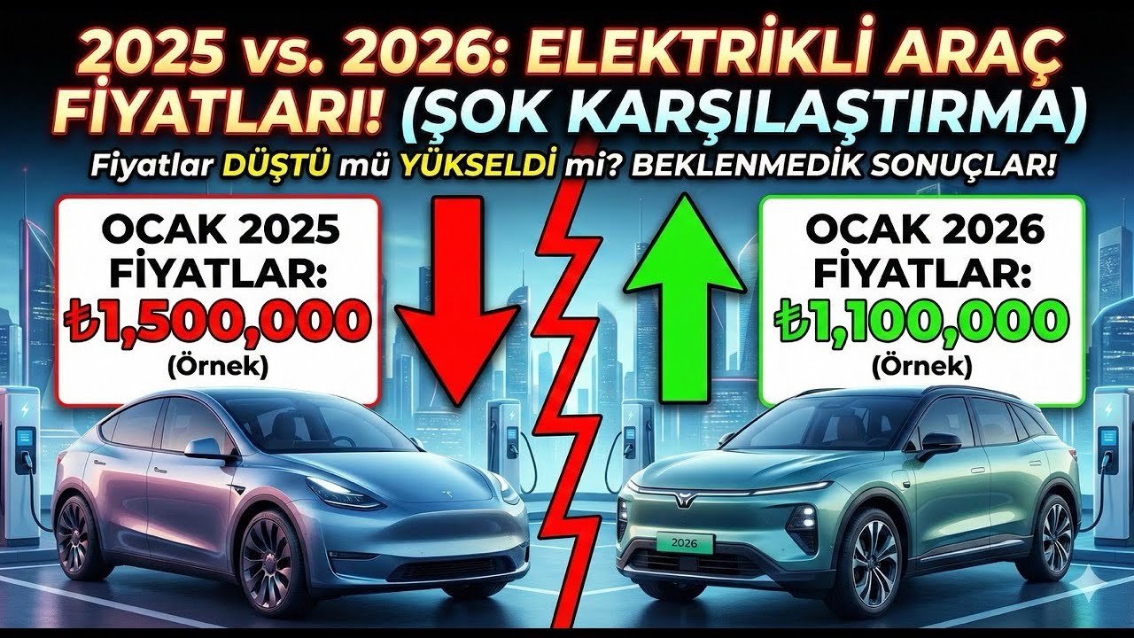 Ocak ayı Elektrikli Araç Fiyatları ve Ocak 2025 fiyatlarıyla karşılaştırma