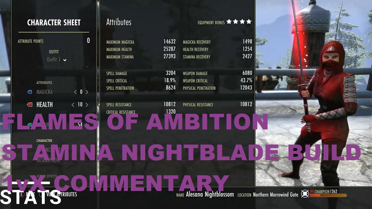 ESO Flames of Ambition NO PROC Stamblade Solo PvP Build + Commentary