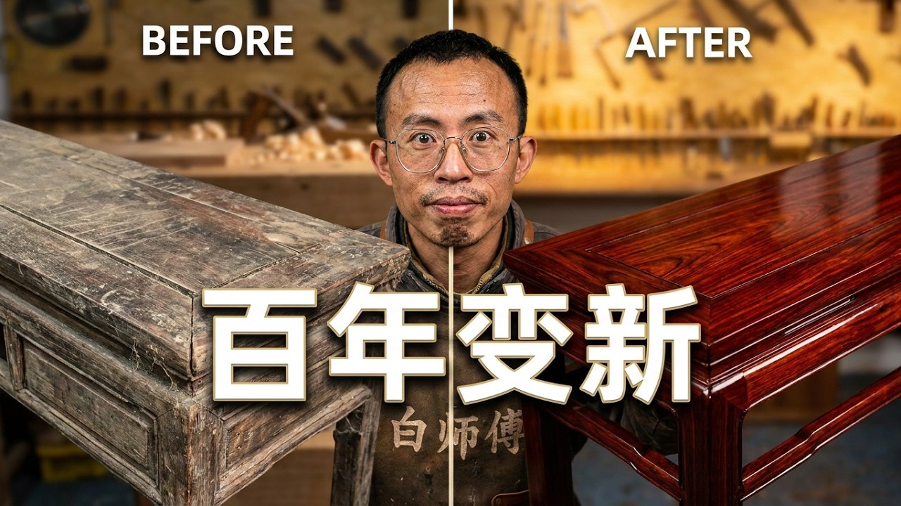 祖宅翻出来的老条案，历经百年，表面沧桑。保养一遍，又恢复了往日的风采。#解压 #红木家具 #旧家具翻新 #传承文化 #老物件