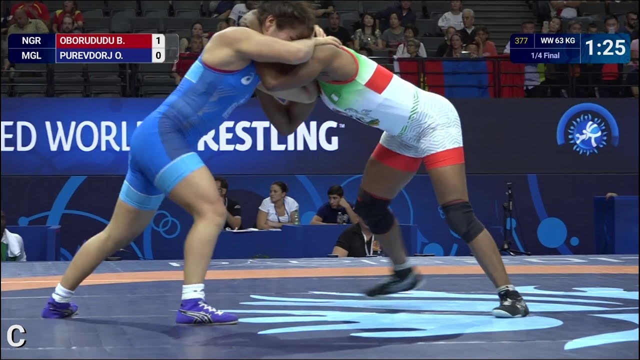 1/4 WW - 63 kg: O. PUREVDORJ (MGL) df. B. OBORUDUDU (NGR) by VFA, 10-2