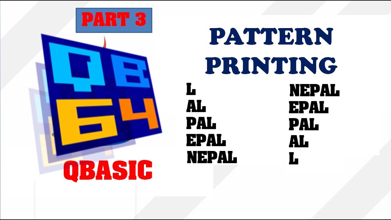 STRING PATTERN PRINTING in QBasic Part 3 Using RIGHT$  || Make Easy