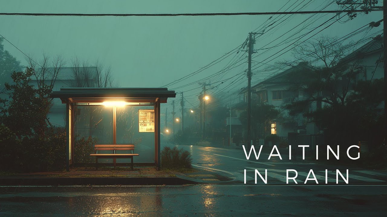 Rainy Bus Stop in a Quiet Tokyo Neighborhood in Japan | Minimal Piano Ambient for Study & Focus