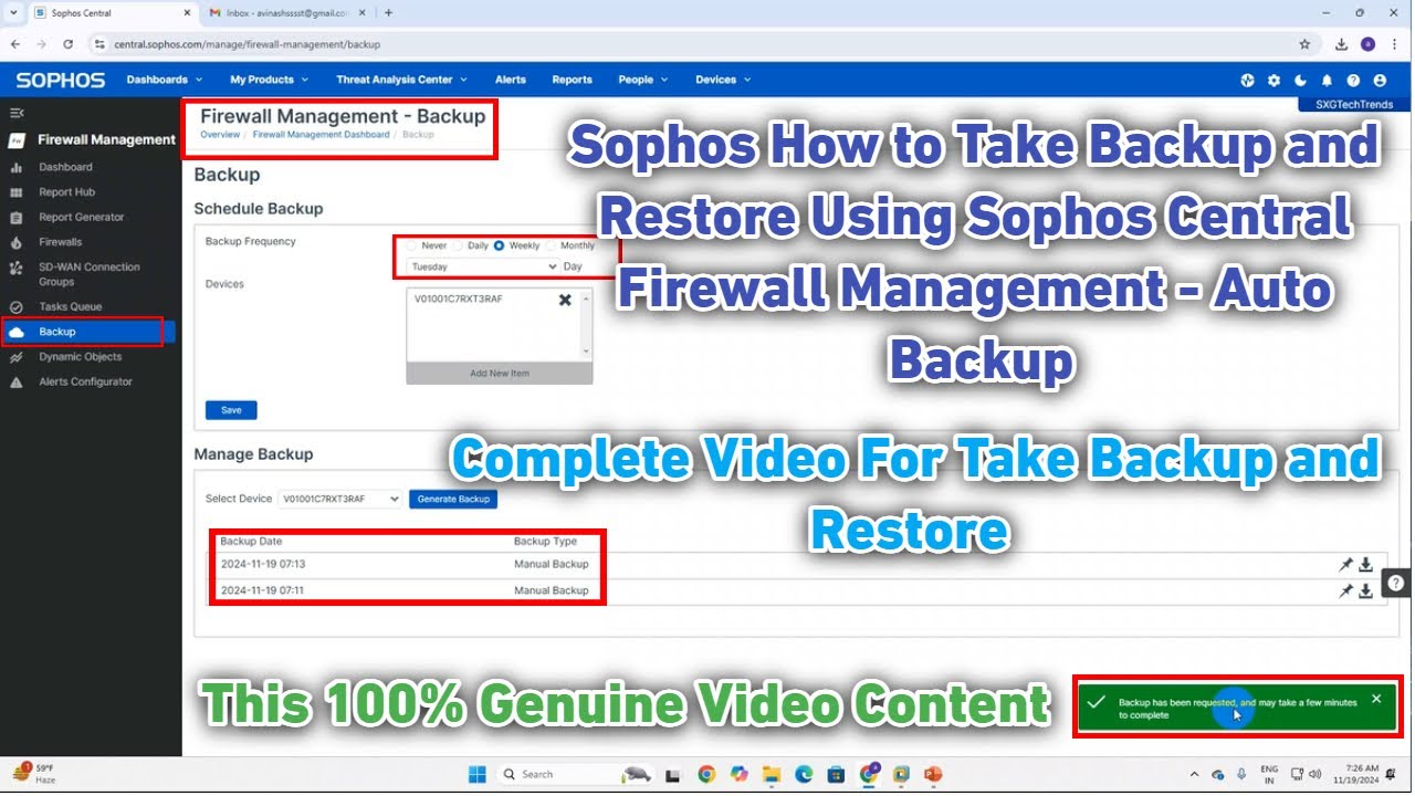 Sophos Firewall Management : How to take backup and restore || Sophos Cloud || Central Firewall 2024