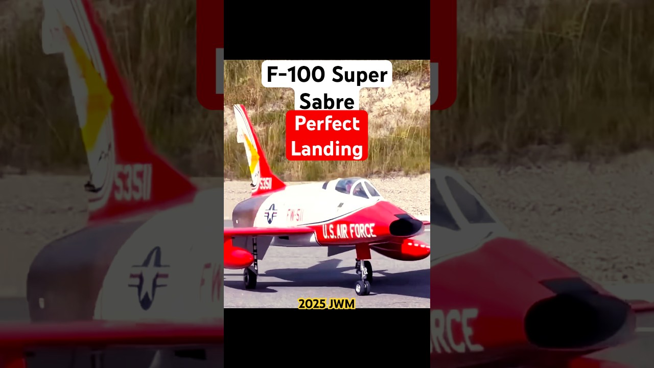 Perfect Landing - F-100 Super Sabre #rcwarbird #warbird #rcturbine #turbinejet #f100 #fighterjet