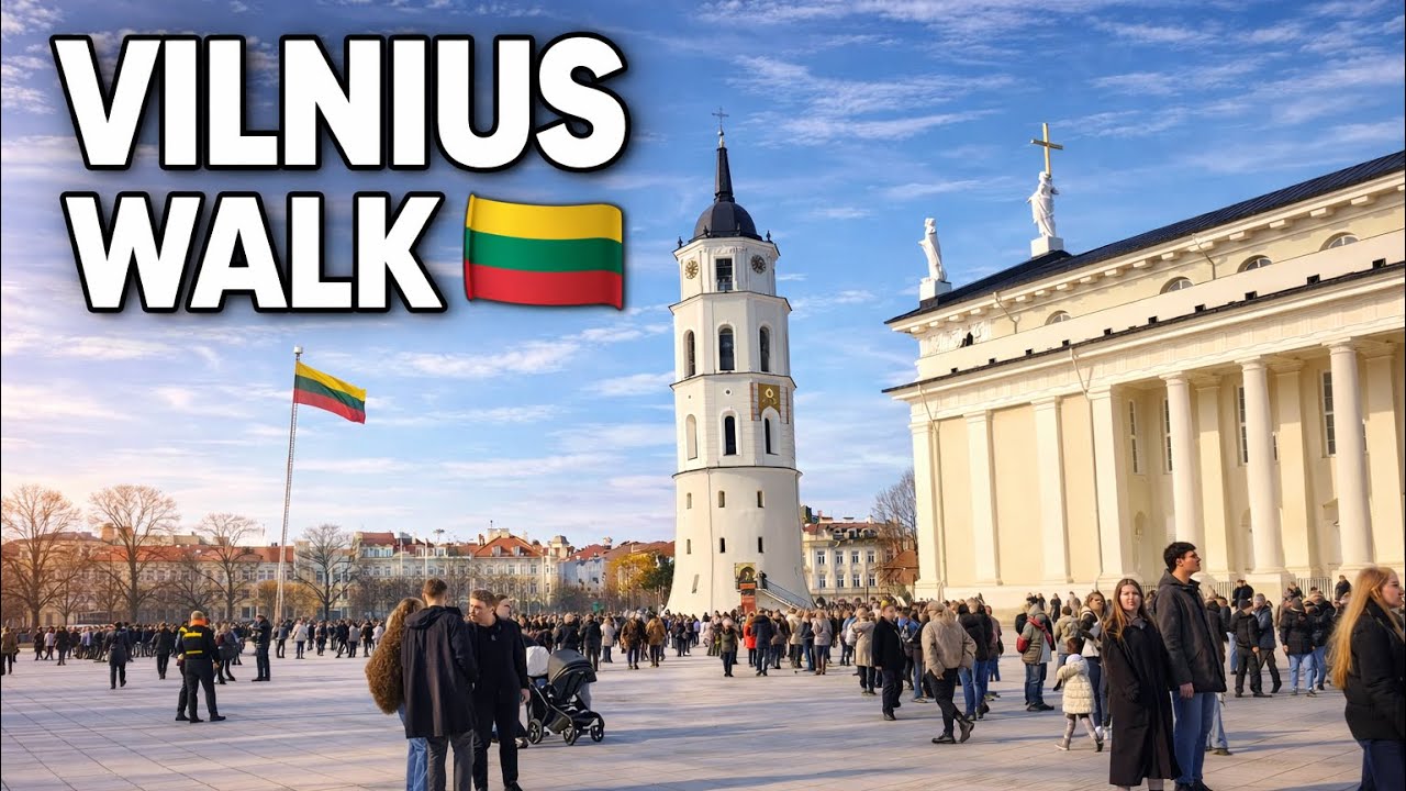 Walking tour | Vilnius, Lithuania on Independence day 🇱🇹 | 4K Walk - Streets & Silence