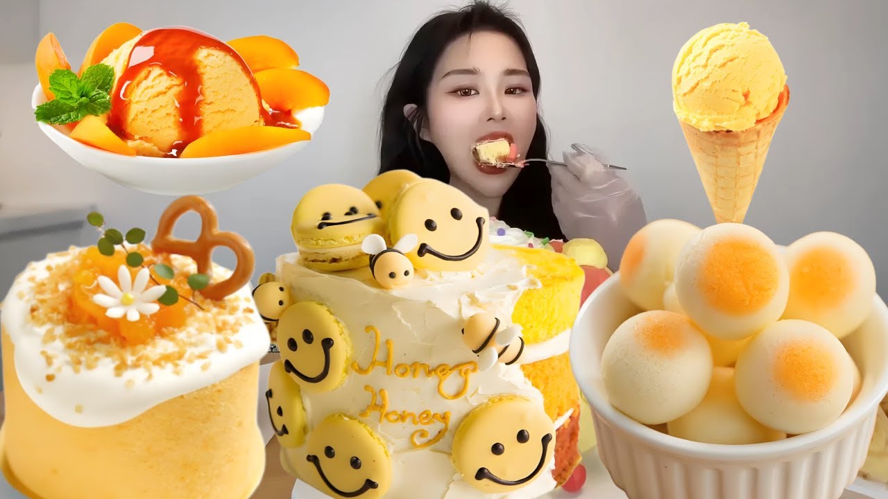 Asmr🍰Eating Yellow Cream Cake🍰 (Soft And Waxy Sound) 크림丨먹방丨Mukbang丨Satisfying丨Eatingsh