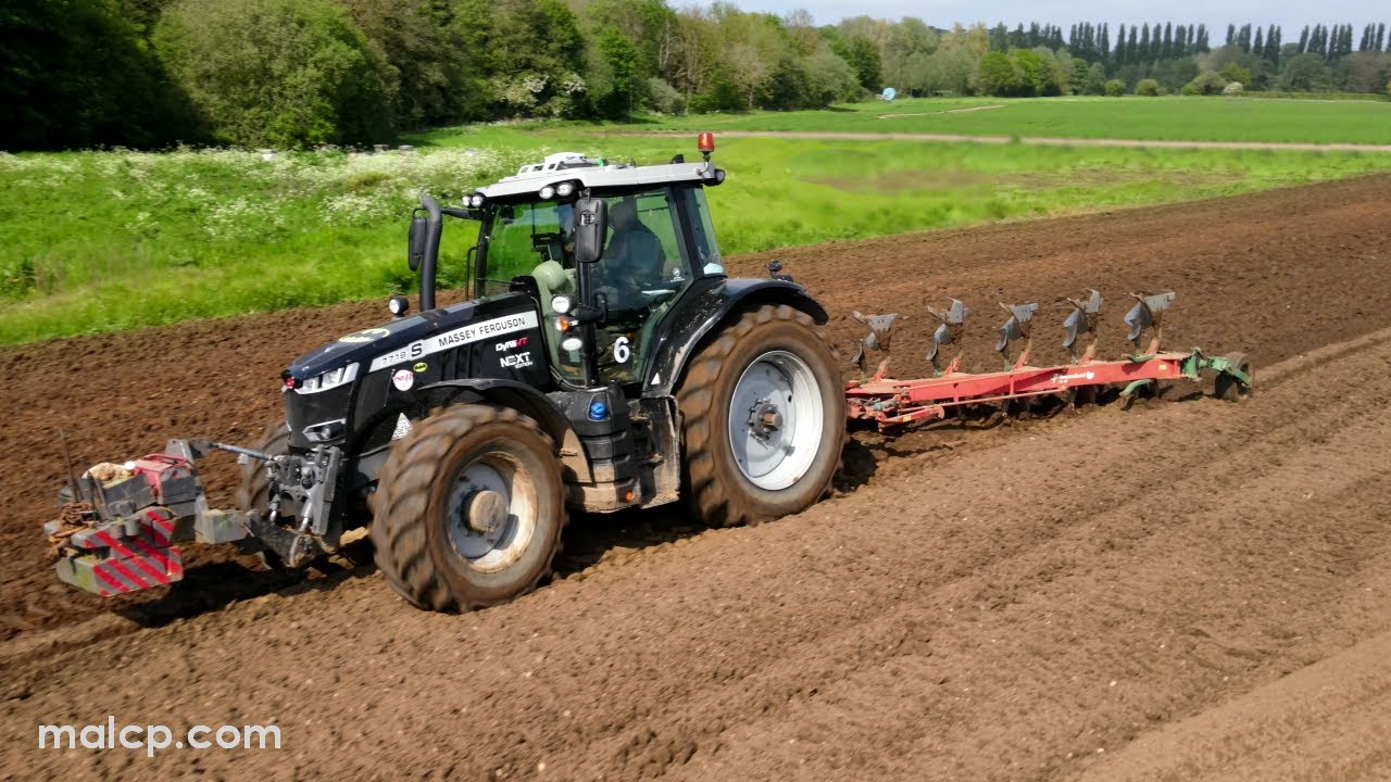 4k Foskett Farms - Massey Ferguson S 7719 Dyna VT Next Edition with Kverneland 6 furrow LD 85 plough
