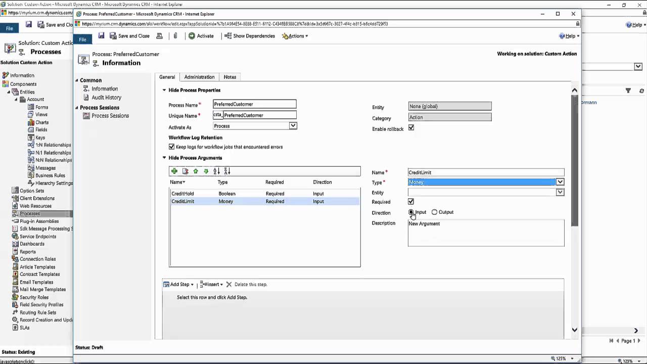 Dynamics CRM Custom Actions
