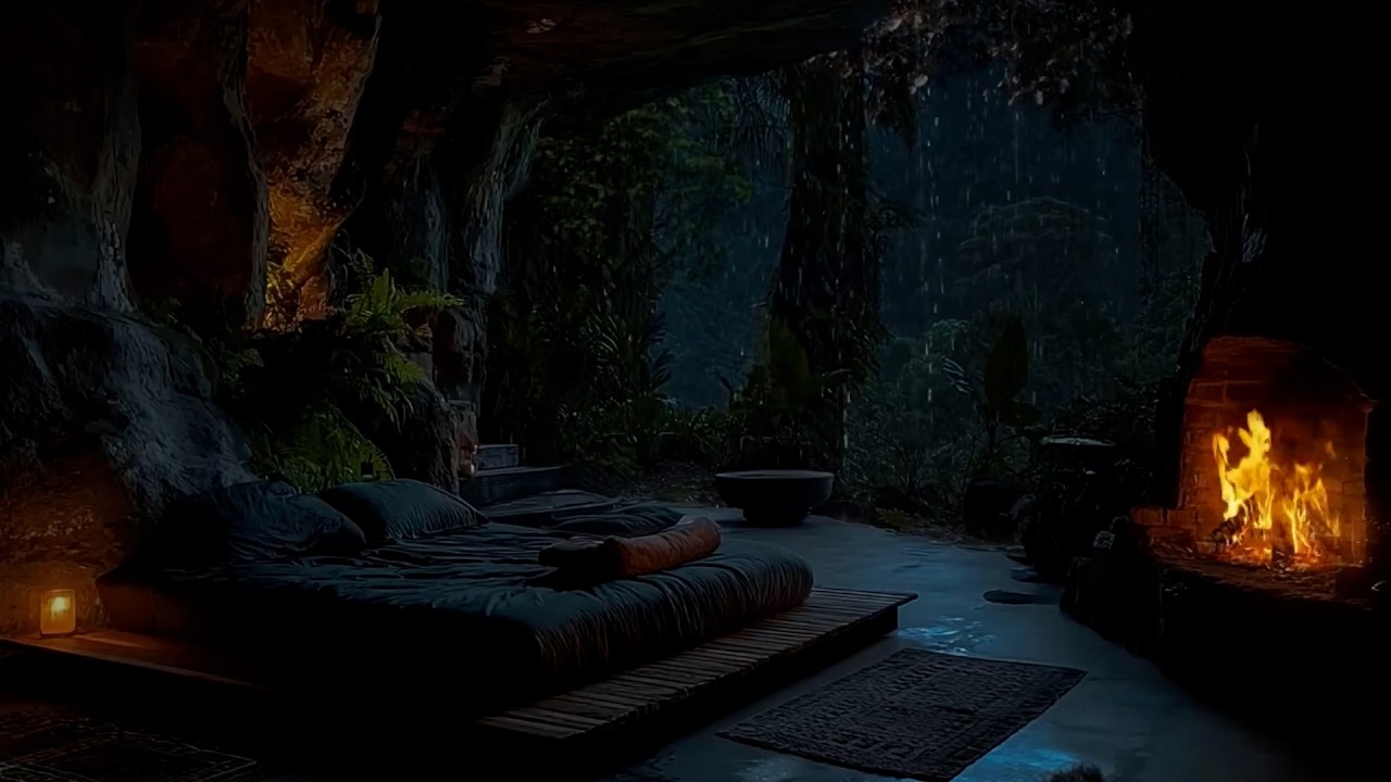 Storm Shelter Ambience ⛈️ Heavy Rain, Thunder & Fire Sounds for Deep Sleep and Inner Calm 😴🔥