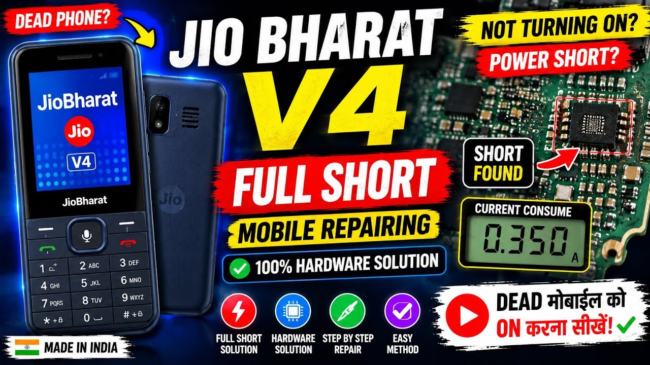 Jio Bharat V4 Full Short Mobile Repairing 🔥 | 100% Hardware Solution ✅
