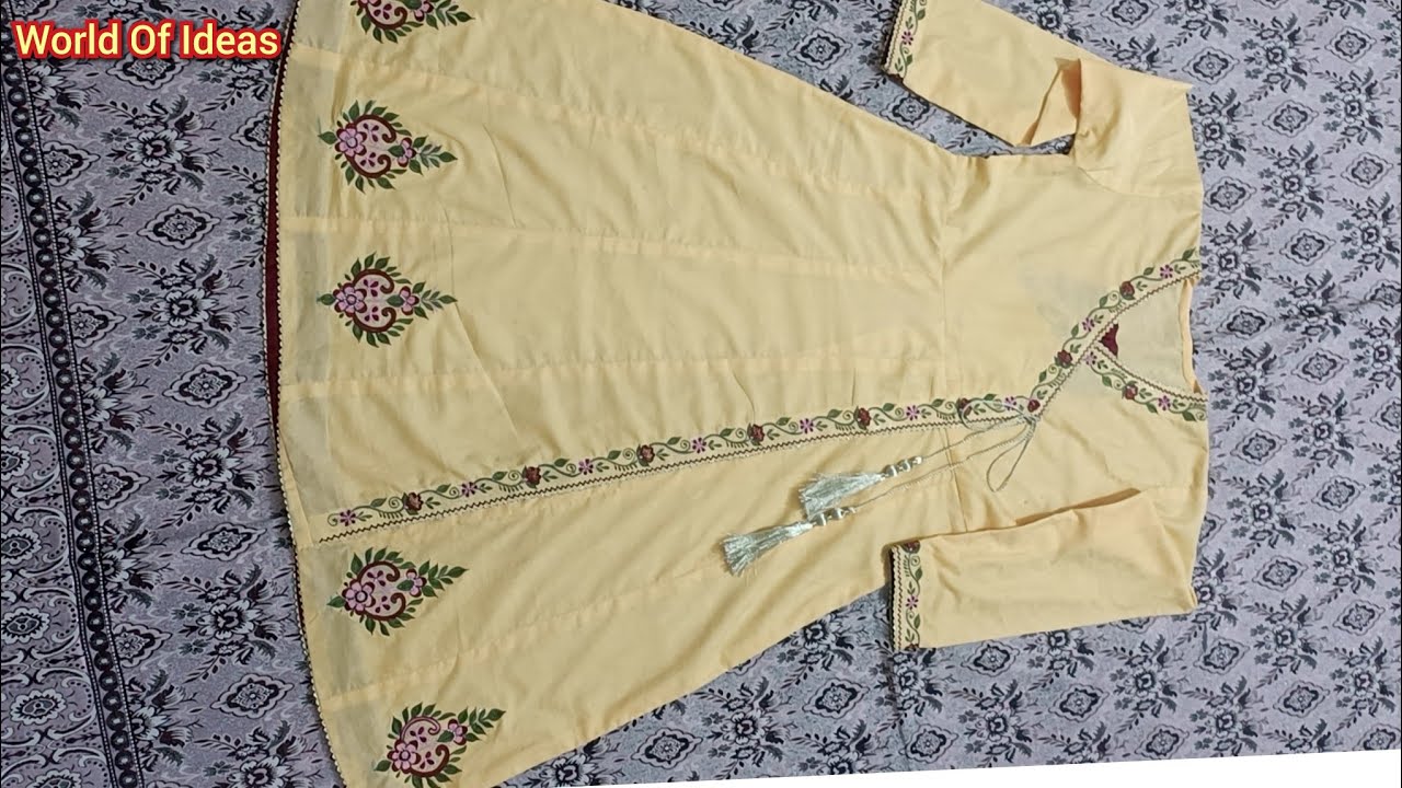 How to make Easy Trendy Panel Angrakha Open Style Frock Cutting Stitching||Kaliyon Wala Angrakha