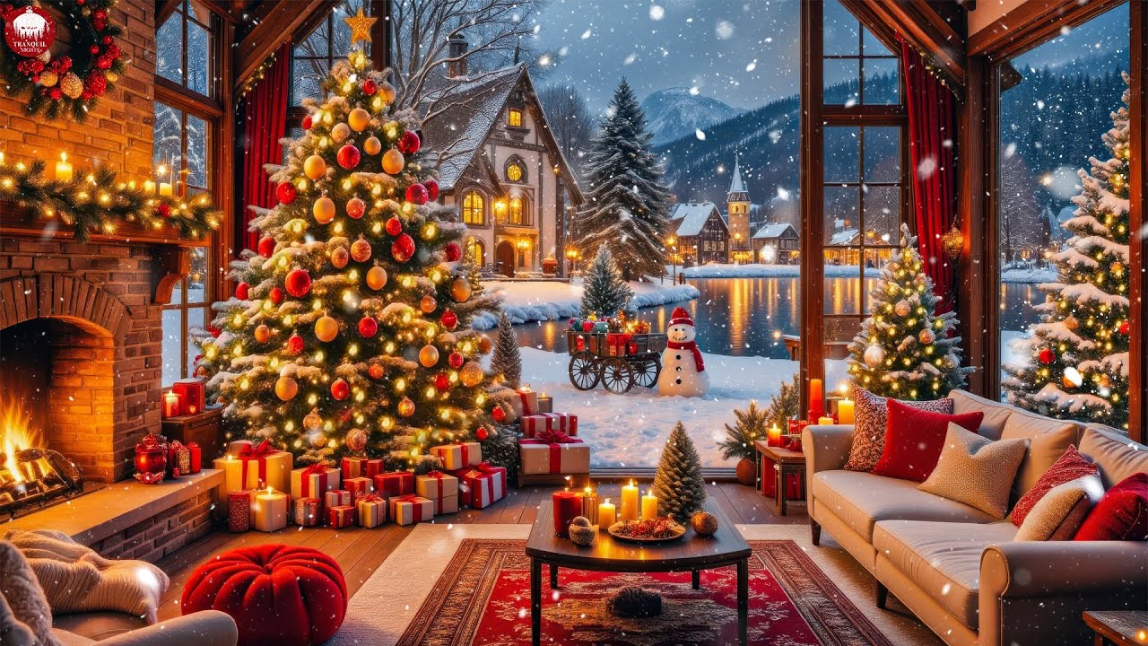 Instrumental Christmas Music With Fireplace 🔥Happy New Year Songs 2026 🎉 Best New Year Playlist 2026