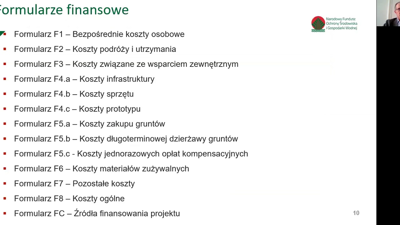 Formularze finansowe wniosku LIFE- Ireneusz Mirowski – Wydział LIFE, NFOŚiGW