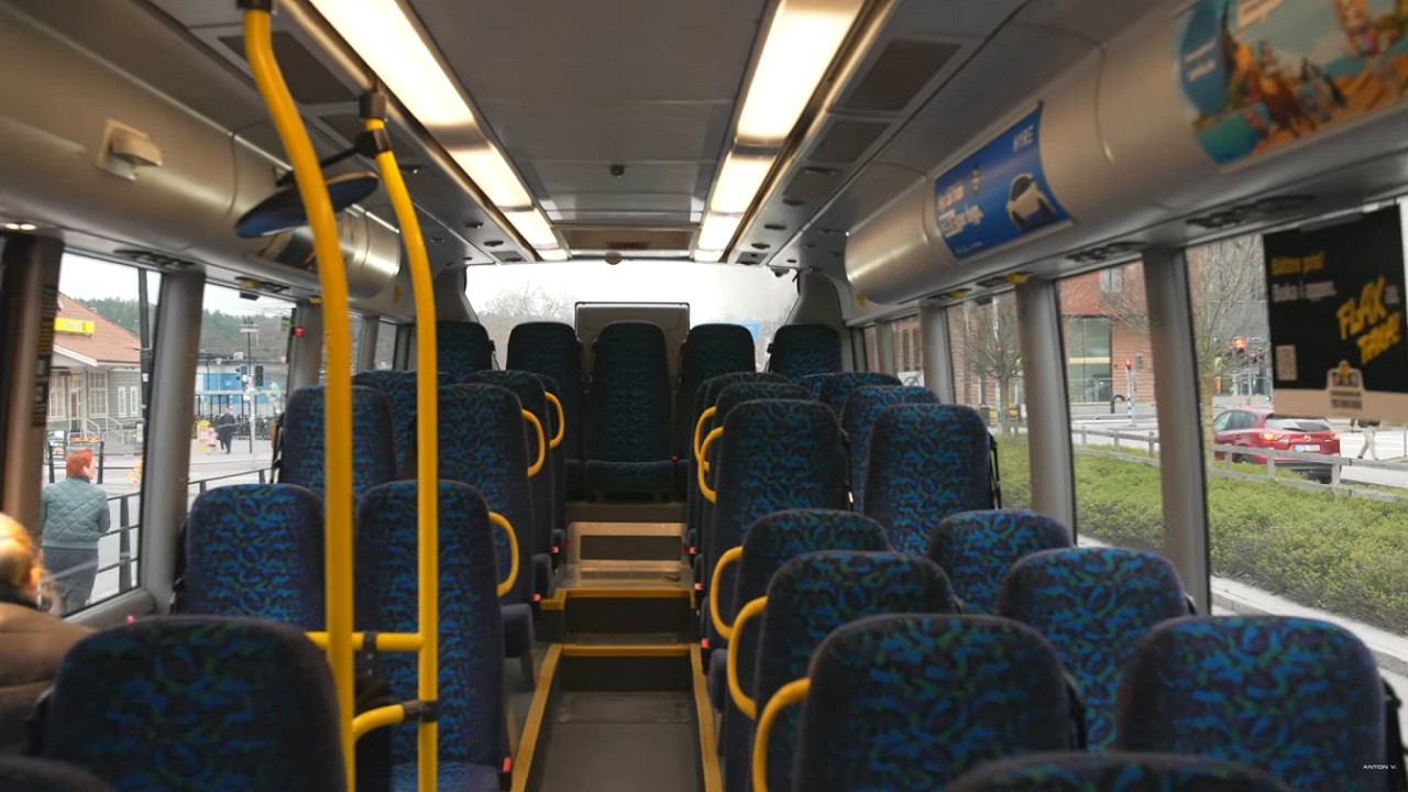 Sweden, Stockholm. bus 583 ride from Arlanda Airport to Märsta Train Station