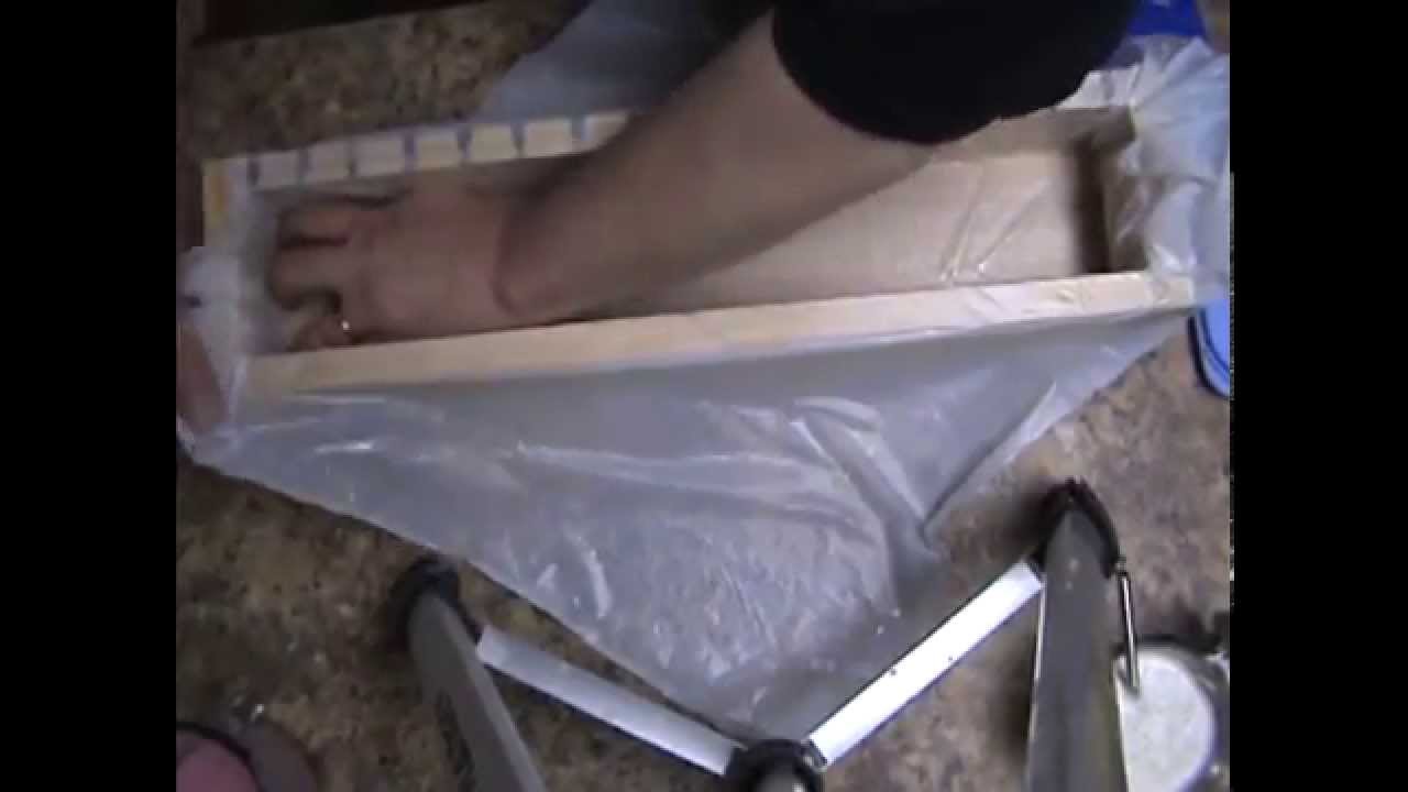 Lining a wooden soap mold with a trash bag