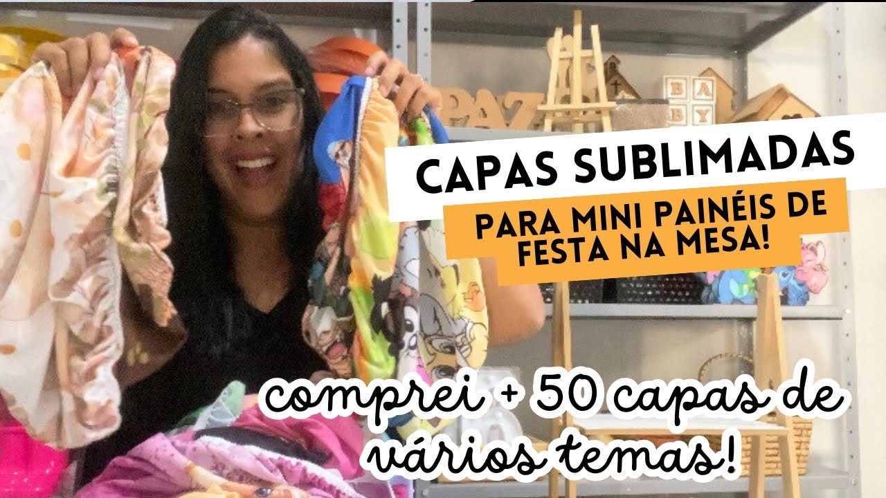 Capas sublimadas de mini painéis 50x50 para festa na mesa/mini kits!