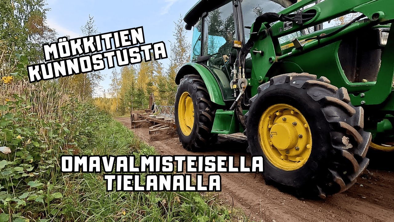 Mökkitien kunnostusta omavalmisteisella tielanalla || John Deere 5055E
