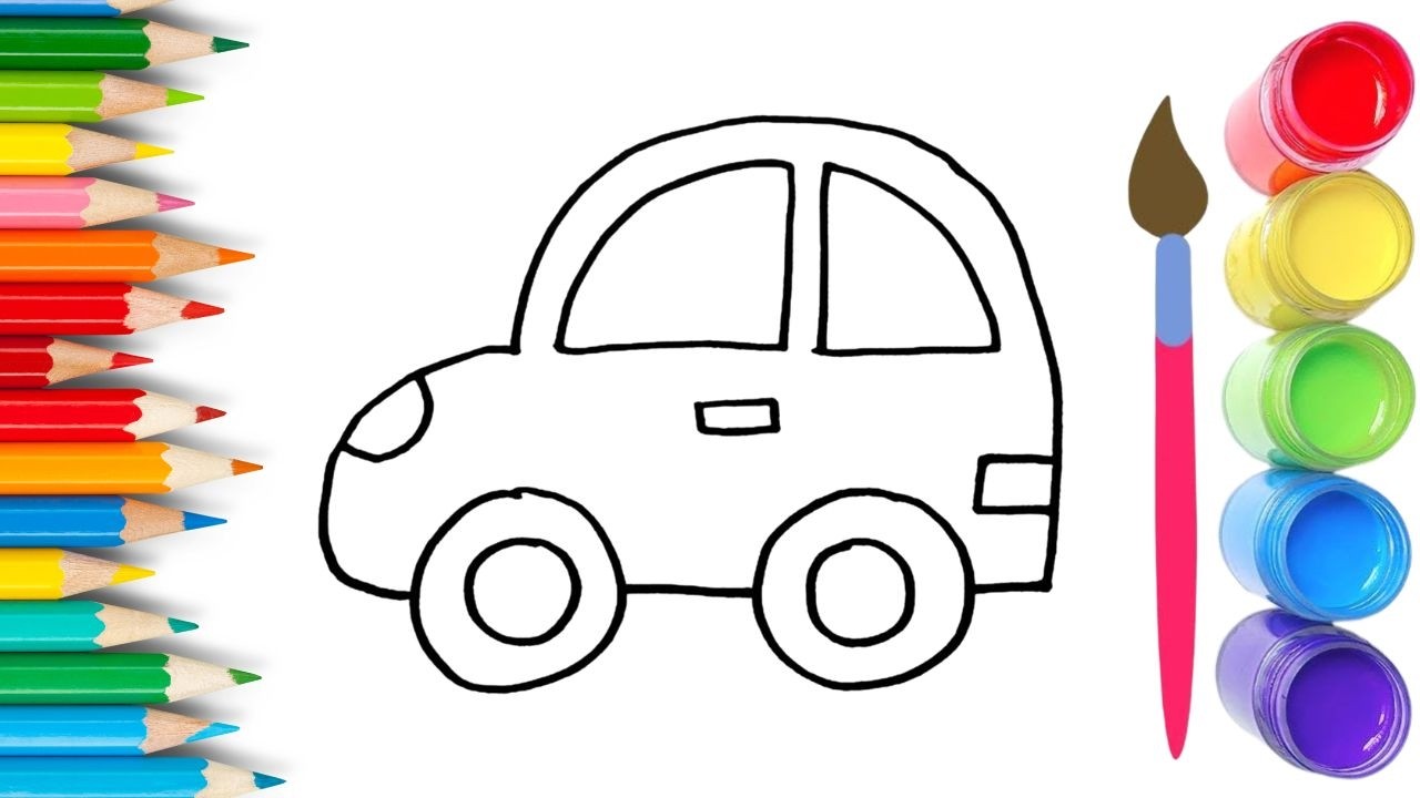 How To Draw cute Car Drawing, Painting & Coloring For Kids and Toddlers_🌈🎨