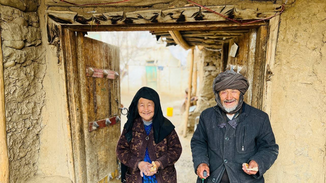 Amazing Old age of 80 Years Old Elderly Couple Side by Side. Milking Cows Organic Eggs Love