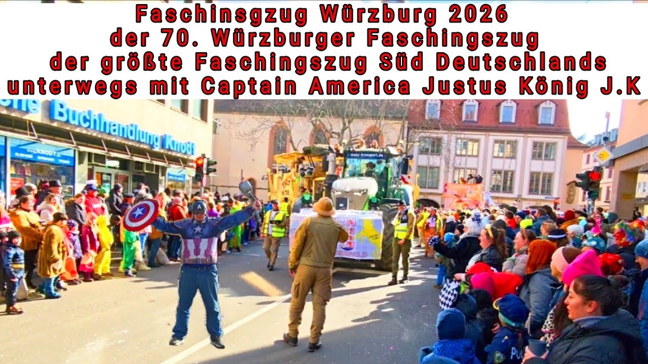 Faschinsgzug Würzburg 2026 der 70 Würzburger Faschingszug der größte Faschingszug Süd Deutschlands