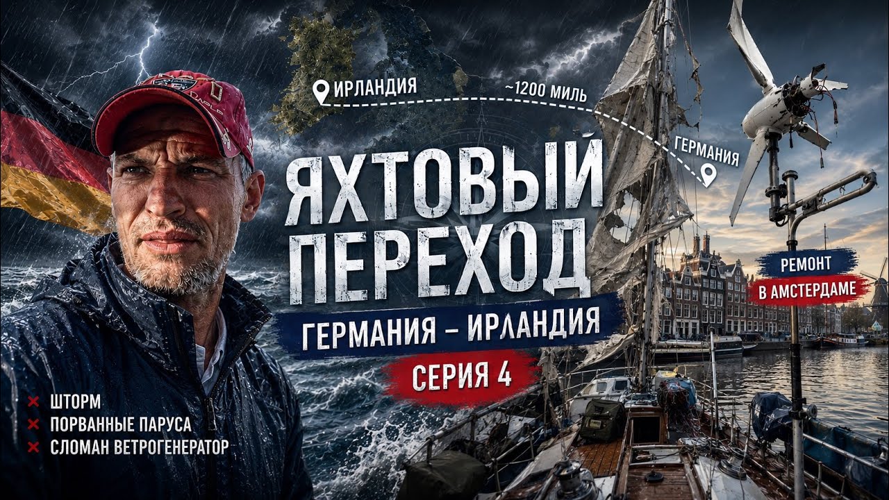 Яхтовый переход Германия в Ирландию, Серия 4. шторм в Северном  море, #яхтапарус 