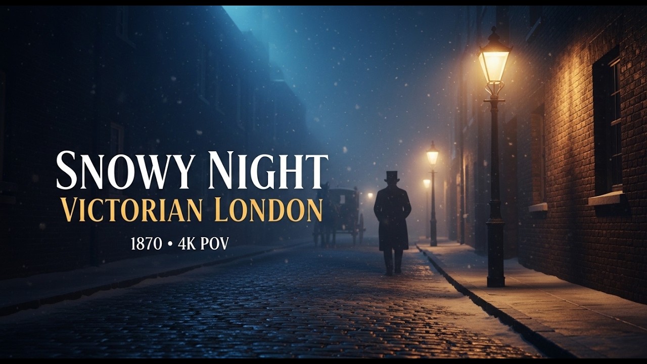 Snowy Night in Victorian London 1870 ❄️ Fog, Gas Lamps & Dark Streets | 4K Immersive POV