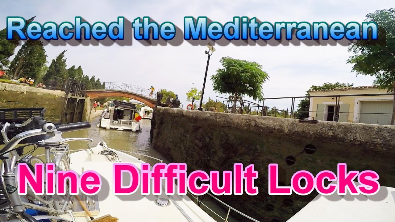 Canal Boat in France. Part 2. Boating on Canal Du Midi. Béziers , a Nine Lock Staircase. a Viaduct.