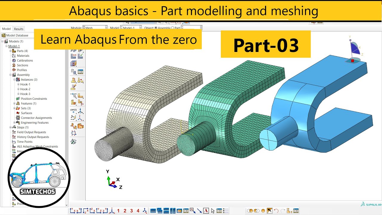 Основы Abaqus 03 — Моделирование деталей и построение сеток (построение сетки, контроль кривизны ...