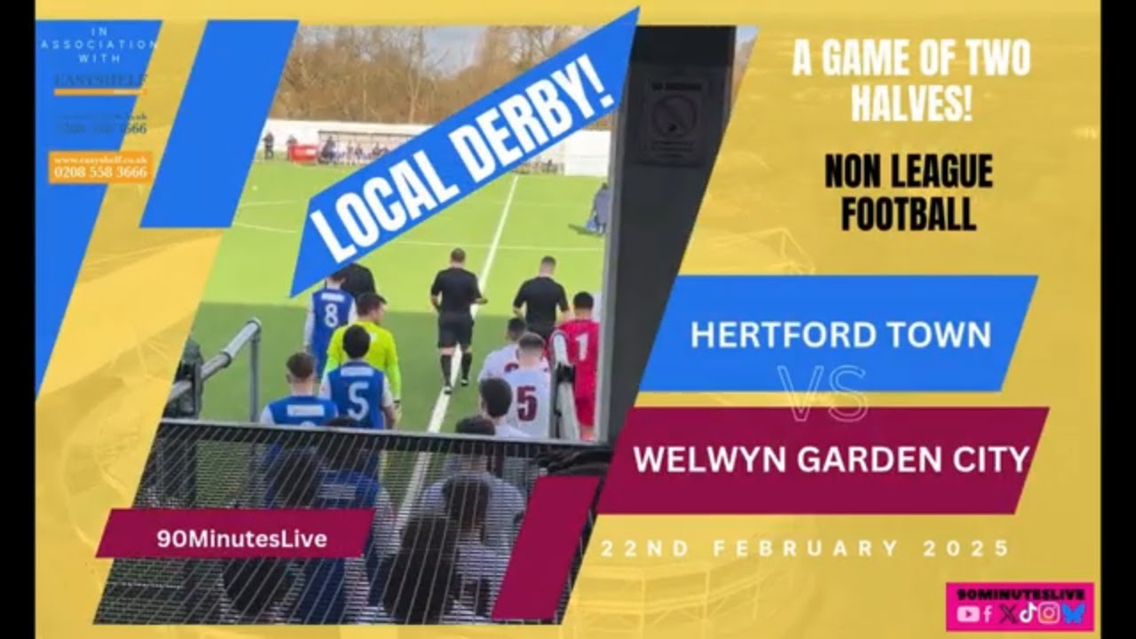 Highlights of the non league football local derby between Hertford Town and Welwyn Garden City