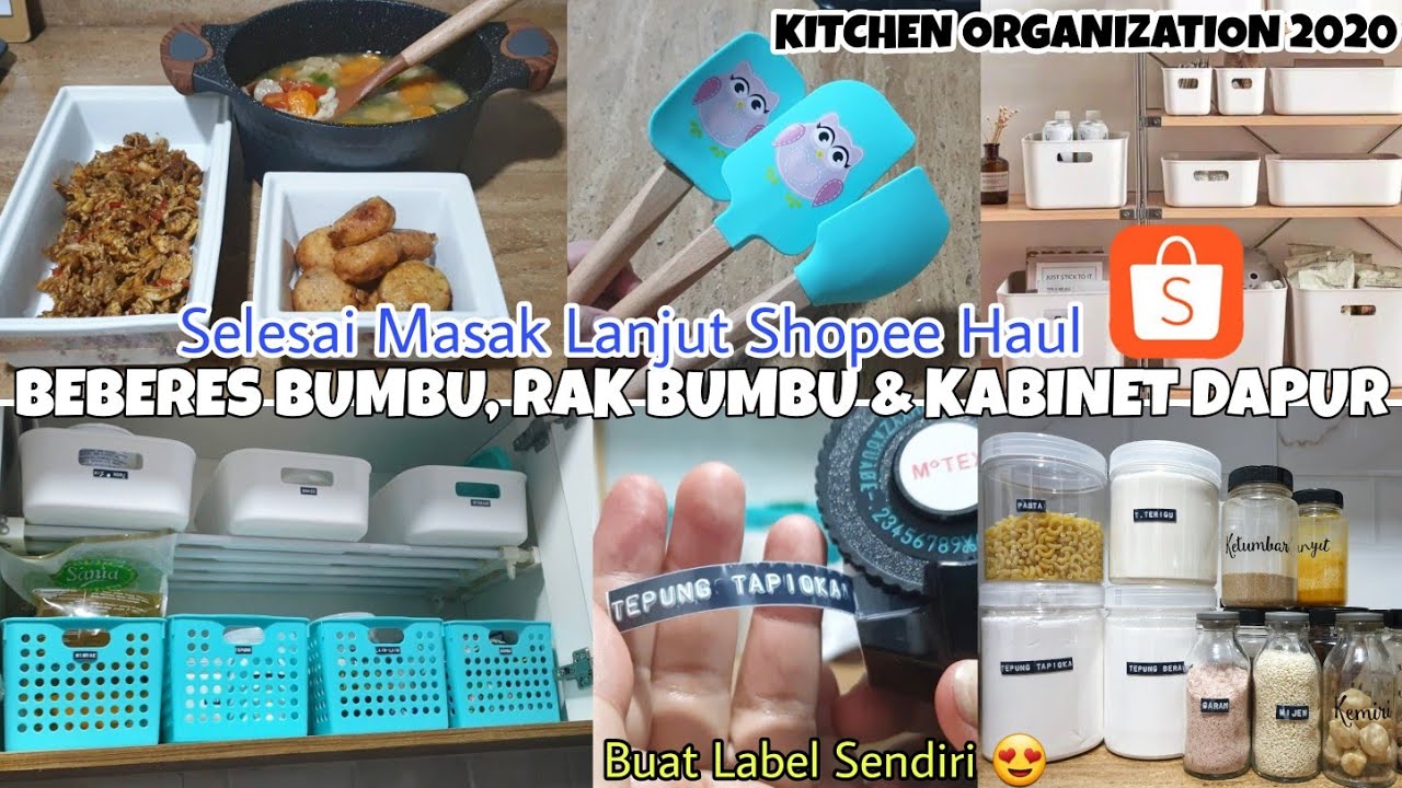 MASAK LANJUT BEBERES BUMBU, RAK BUMBU & LEMARI KABINET DAPUR | SHOPEE HAUL PERLENGKAPAN DAPUR