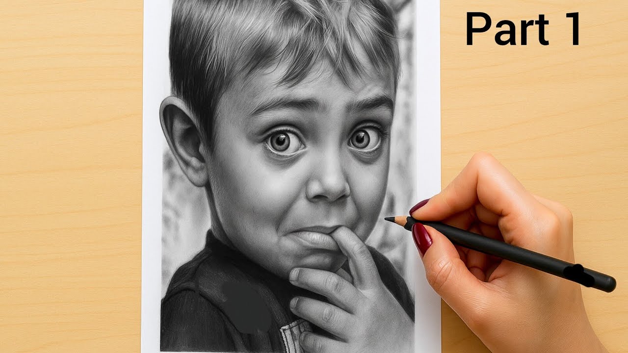 Hyperrealistic Charcoal Portrait of a Child | Timelapse Drawing (Part 1)