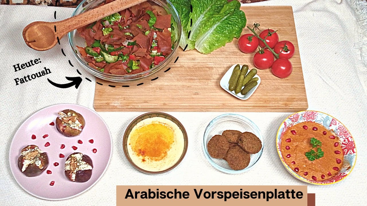 Mezze | vegetarische arabische Vorspeisenplatte | 1. Teil: Fattoush Salat