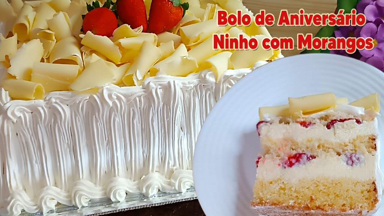 Como fazer Bolo de Aniversário de Leite Ninho com Morangos - Fácil - Ideal para iniciantes