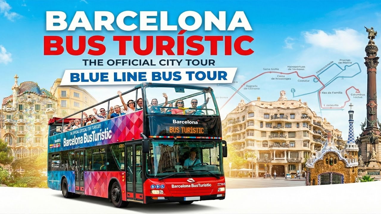 Barcelona Bus Tur&iacute;stic Blue Line 🚌 Full Tour & Sightseeing 4K | Spain Travel