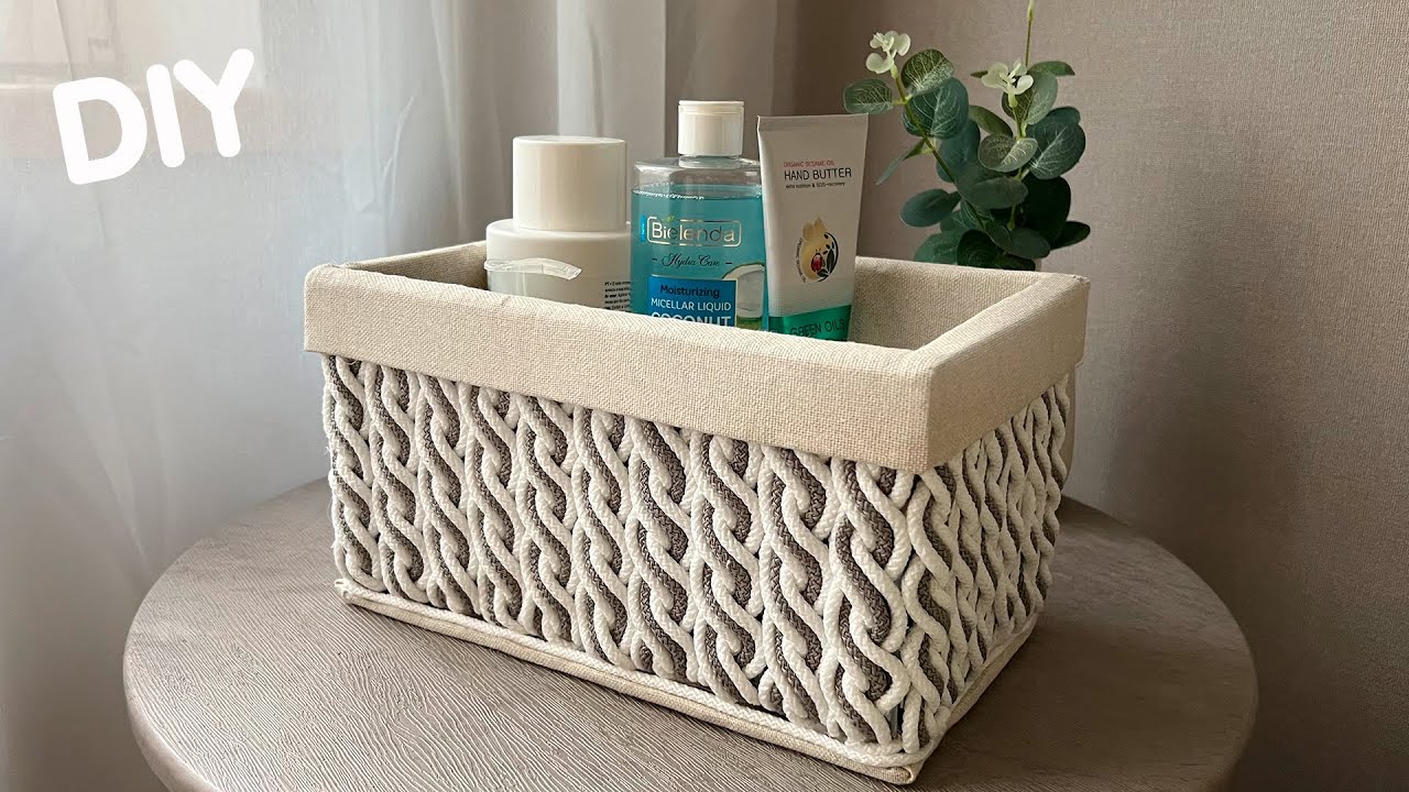 DIY! 🤩 FROM ORDINARY CORD AND CARDBOARD MADE A BASKET ORGANIZER WITH YOUR OWN HANDS!