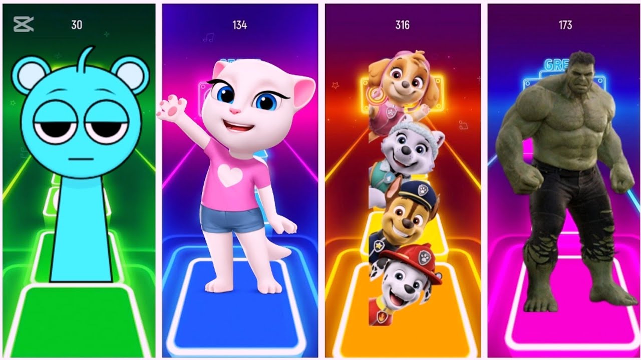 Paw Patrol Team Sky vs Ryder vs Rublle vs Chase Coffin Dance Music Tiles hop Edm Rush