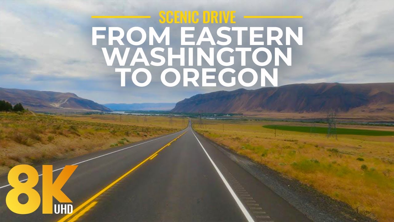 Car Journey from Eastern Washington to Oregon - Scenic Drive on a Sunny Day in 8K