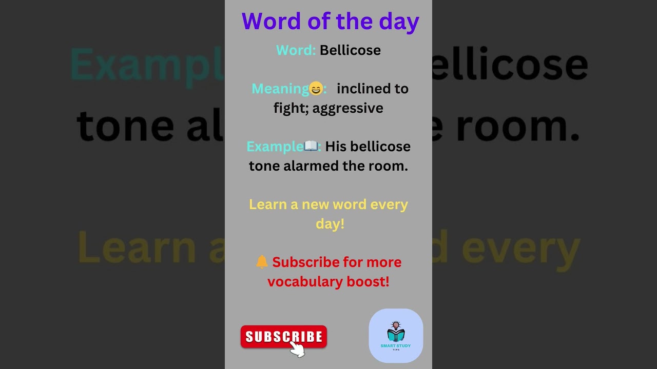📘 Word of the Day | Bellicose 🔥 | Improve English Vocabulary 💡