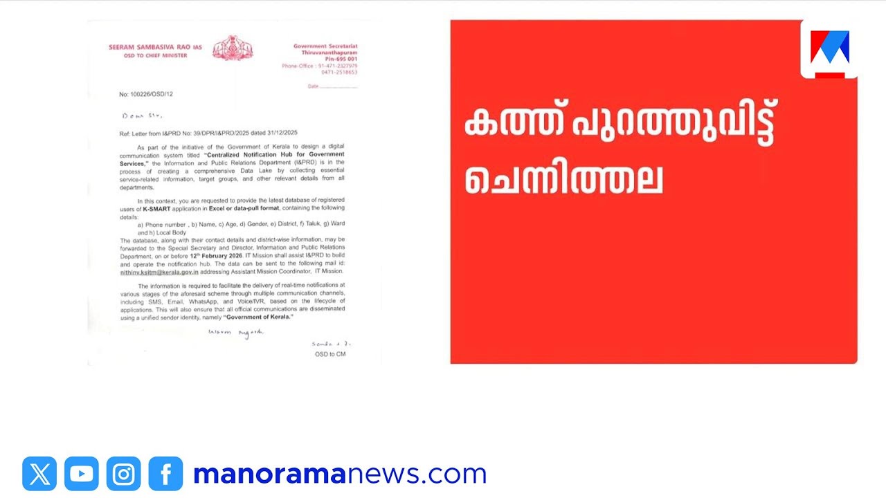 'മുഖ്യമന്ത്രിയുടെ സ്പെഷ്യൽ ഡ്യൂട്ടി ഓഫീസർ ആണ് ഡാറ്റ ആവശ്യപ്പെട്ടത്'; രമേശ് ചെന്നിത്തല |DataPrivacy
