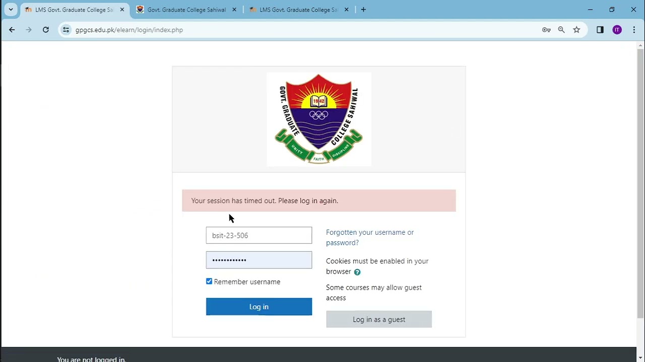 Moodle LMS login guide for students
