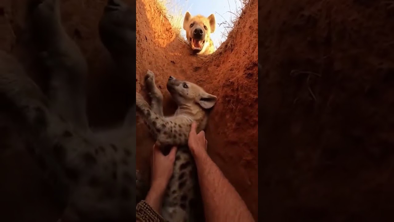 Hands Fumbling a Rope in a Tight Desert Crevice