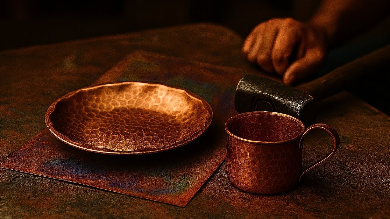 Watch as a flat piece of copper turns into a copper plate.⚒️🔥