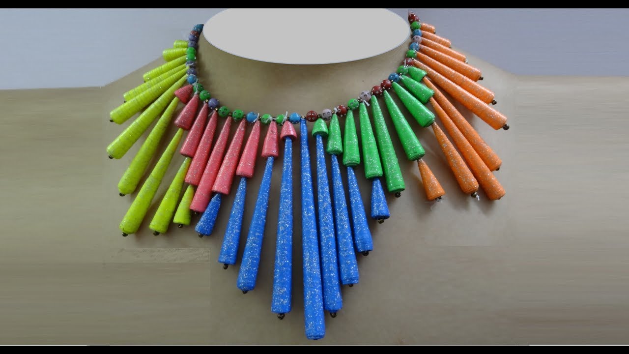 Paper Crafts: Colorful Paper Bead Necklace | DIY Paper Jewelry