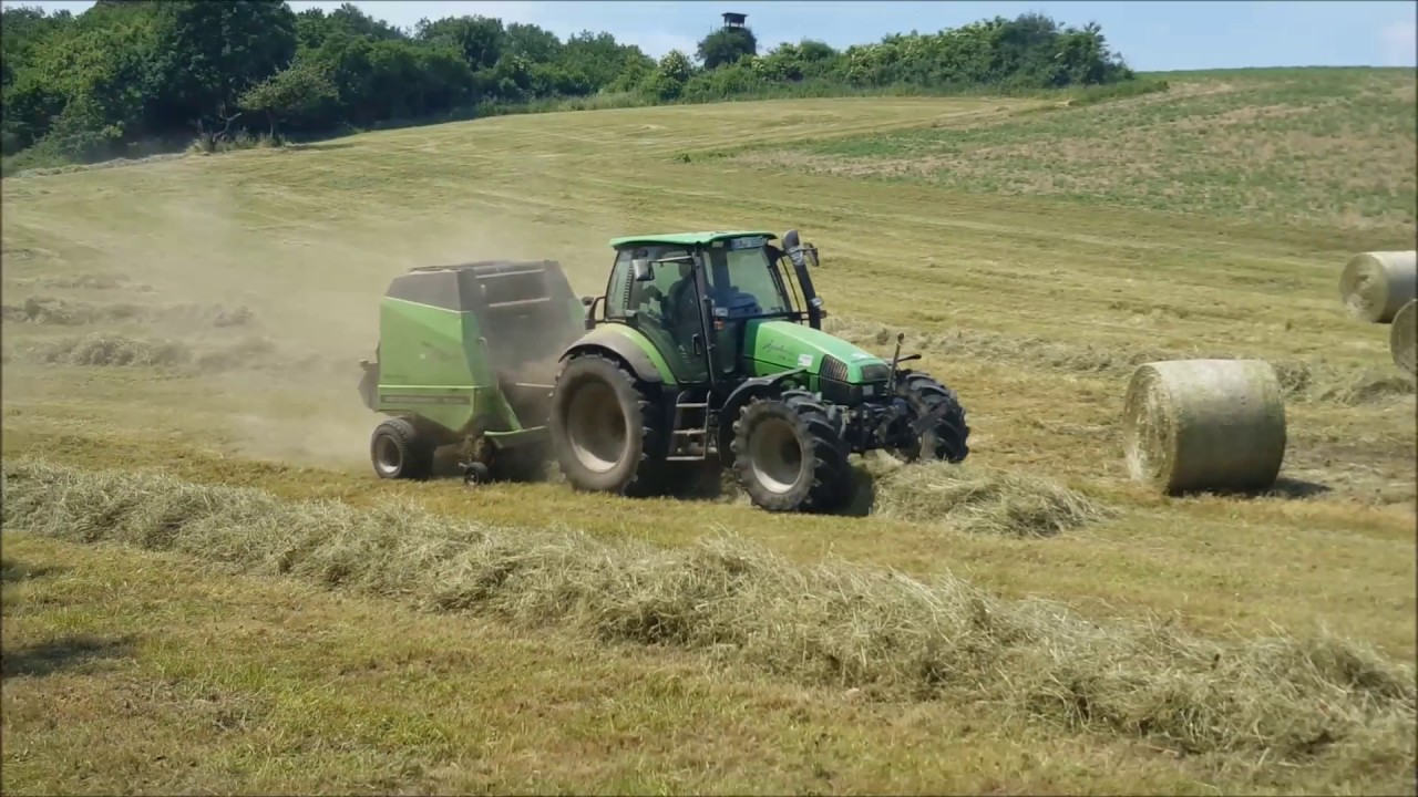 Heuernte 2017 Rundballenpressen mit Deutz Agrotron 135 MK3 und Deutz Fahr RB 4 60 OC