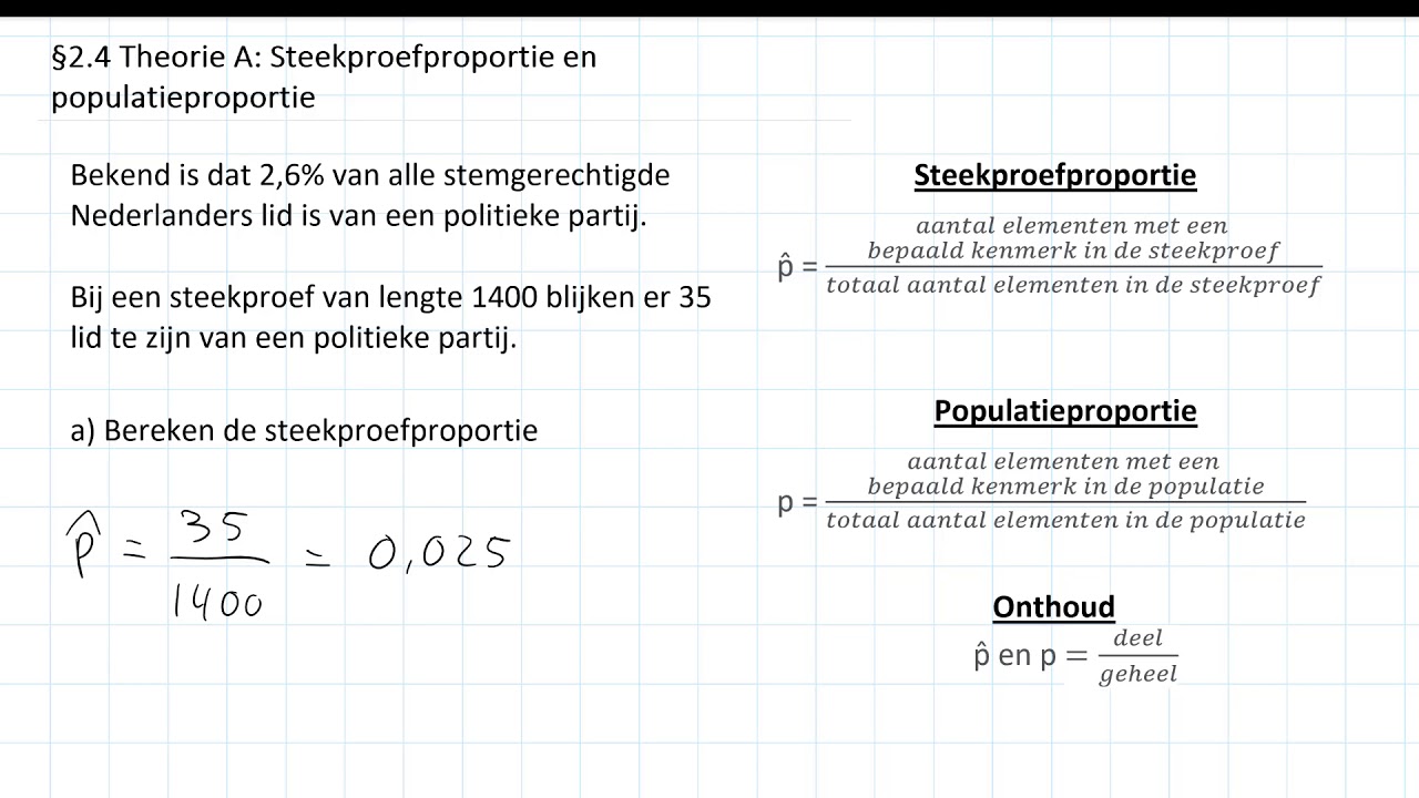 Steekproefproportie en populatieproportie (HAVO wiskunde A & VWO wiskunde A/C)