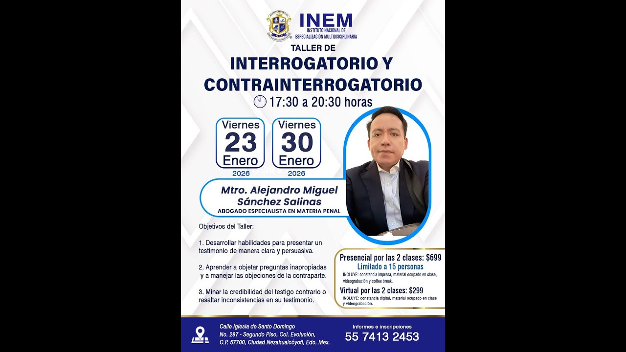 INEM_ INVITACIÓN AL TALLER DE INTERROGATORIO Y CONTRAINTERROGATORIO