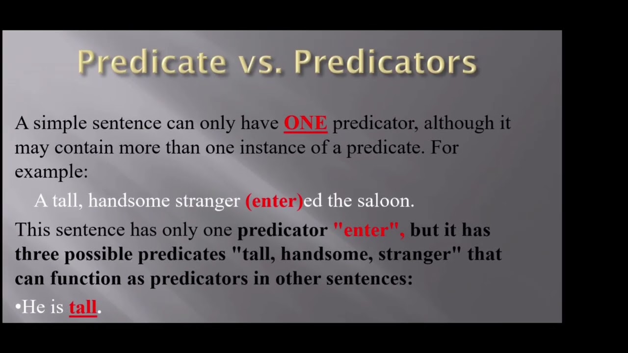 Semantics Chapter 5 Predicate and Predicator