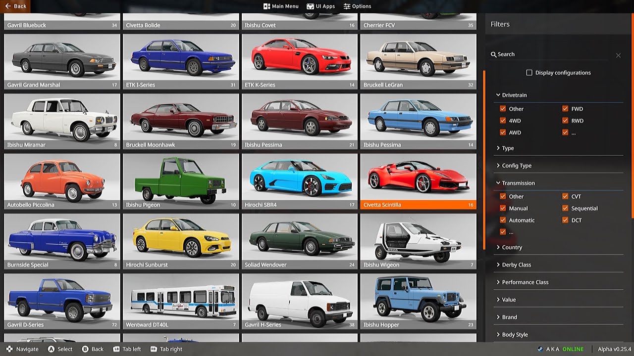 BeamNG 0.25 | 2022 (July Update) | ALL CARS & Performance | FULL CAR LIST | ALL VEHICLES (60FPS)